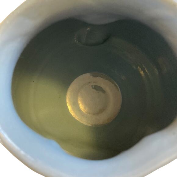 Unique Vintage Hand Thrown Sky Blue Tan Goofy Cow Oversize Coffee Mug Farmhouse - Picture 10 of 16